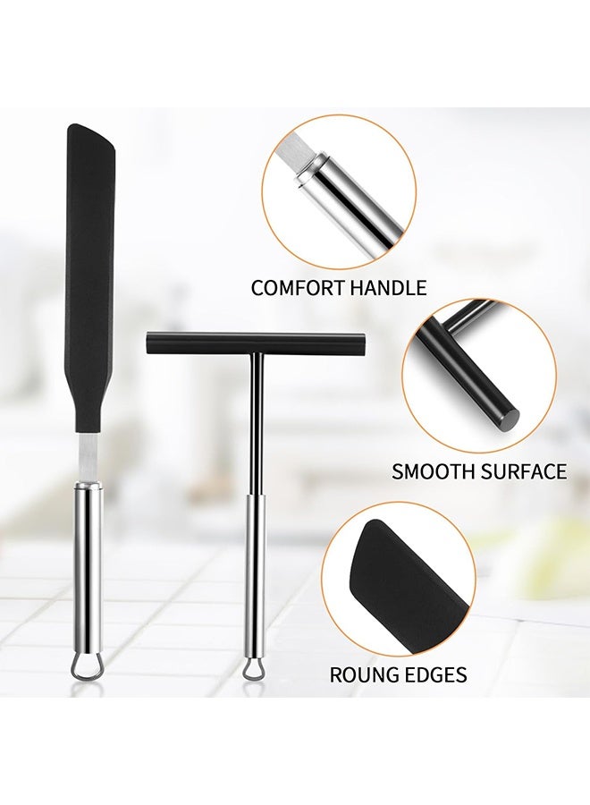 2PCS Crepe Spreader and Spatula Set Pancake Making Tools Crepe Pan Maker Batter Spreader Spatula Cake Turner Kitchen Utensils Stainless Steel Crepe Spreader Tool - Image 3